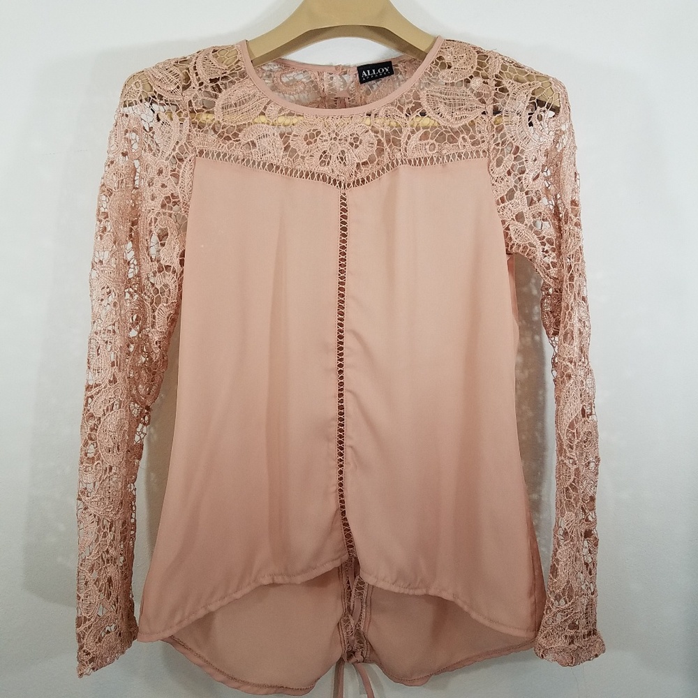 Alloy Blouse Crochet Lace Dusty Rose